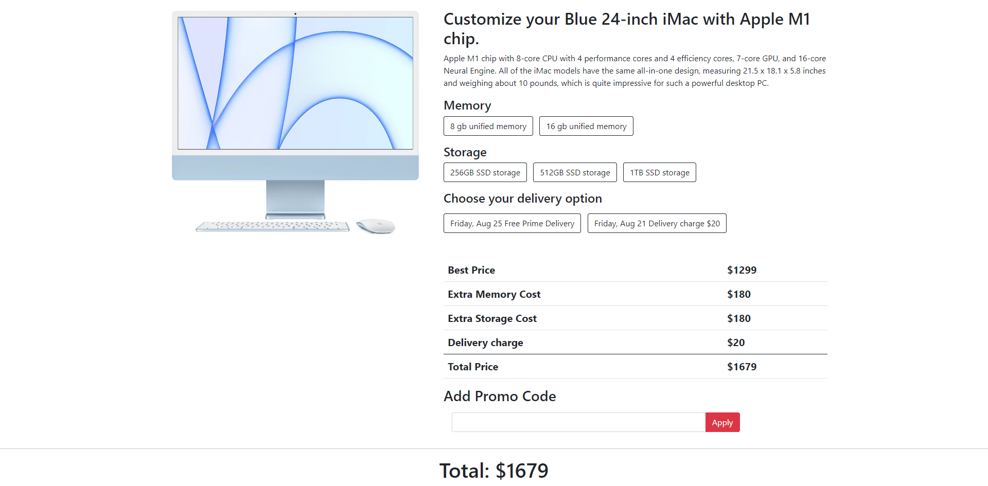 Product with variation and cart