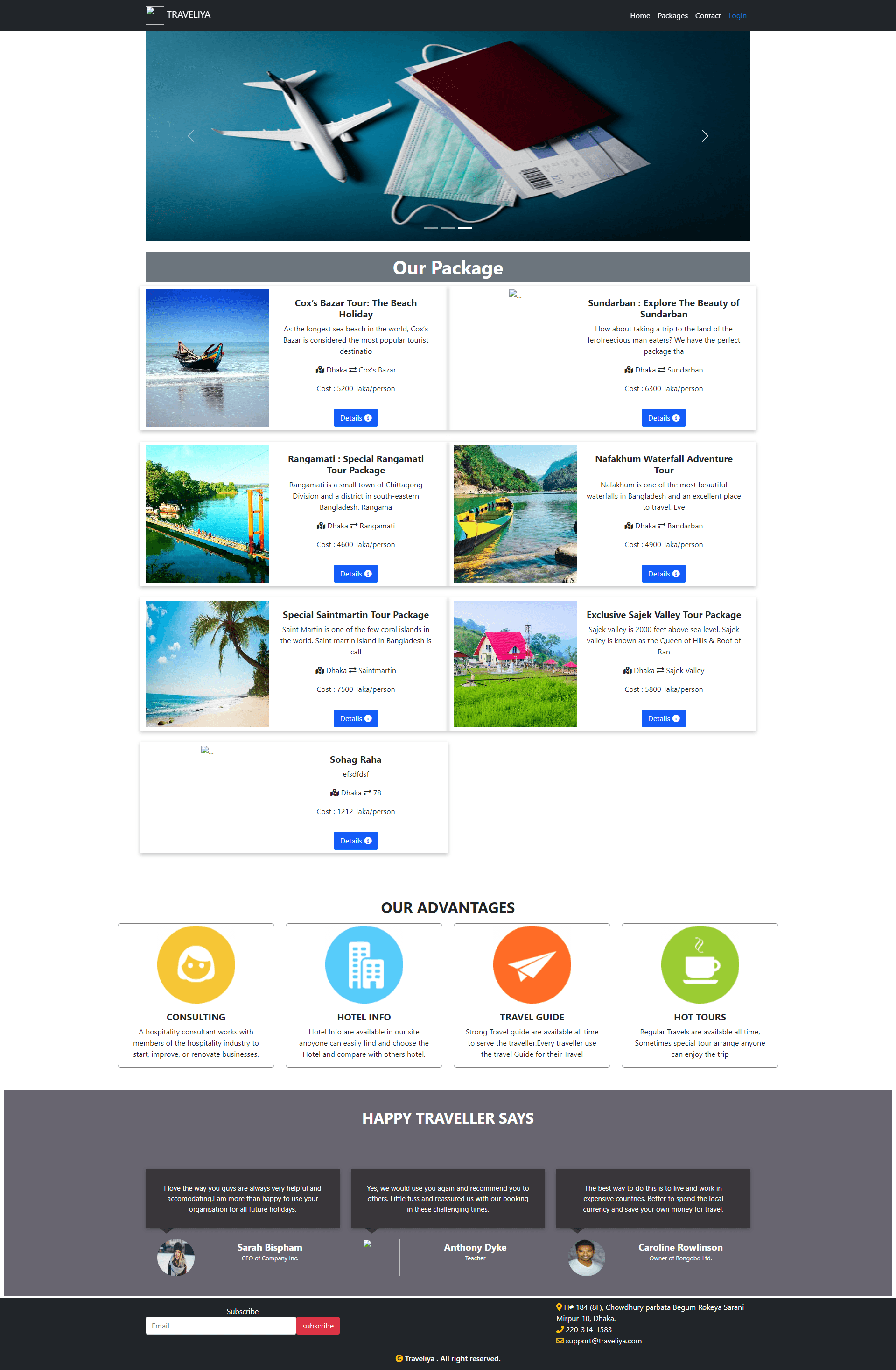 Traveliya - Travel Agency Website