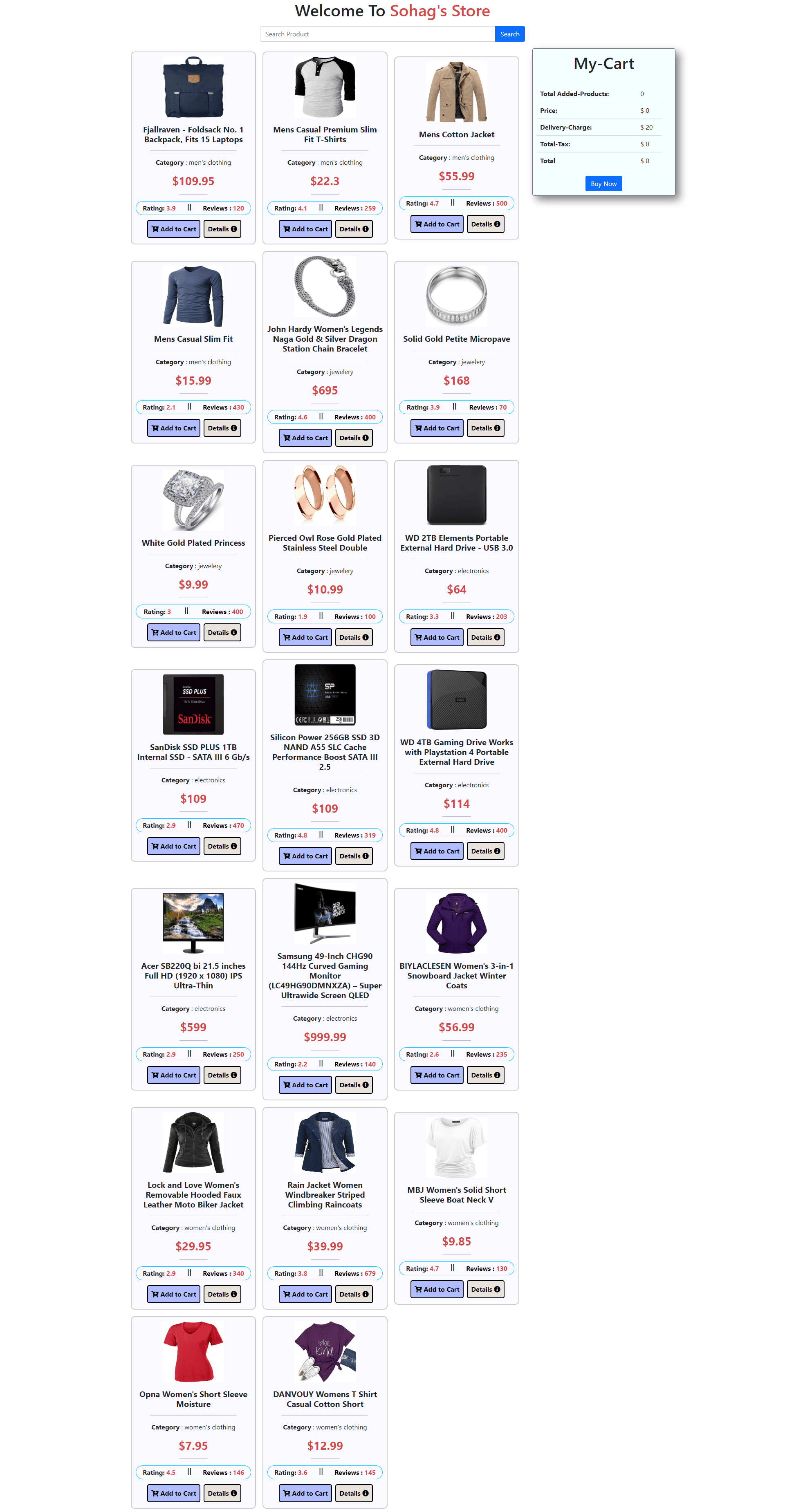 Single Page Store With Cart